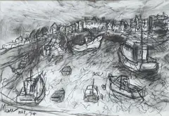 Quiberon harbour, 1994 by Leslie Marr, drawing, sold Jun 2025