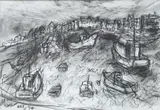 Quiberon harbour, 1994 by Leslie Marr, drawing, sold Jun 2025