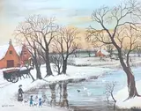 Our Christmas ducks by Helen Bradley, pencil, sold Jun 2025
