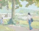 Along the footpath by Norman Smith, oil on board, sold Jun 2025