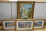 Orientalist street scenes with figures and camels by Giovanni Barbaro, watercolor, sold Jun 2025