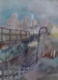 US cityscape by Bernhard Vogel, watercolour, sold Jun 2025