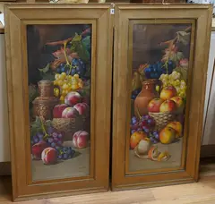 Still lifes of fruit and vessels by Giovanni Barbaro, watercolor, sold Jun 2025
