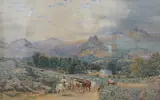 Extensive landscape with cattle by John William Salter, 1870, watercolour, sold Jun 2025