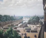 View of Paris looking along The Seine by Charles André Igounet de Villers, oil on canvas, offered Jun 2025