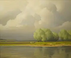 Rive de la Loire' signed lower left by Pierre de Clausade, oil on canvas, sold Jun 2025