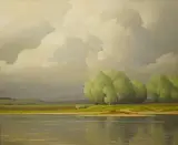 Rive de la Loire by Pierre de Clausade, oil on canvas, sold Jun 2025