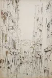 Ventian canal scene by Izsák Perlmutter, mixed media on paper, sold Jun 2025