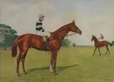 Mr W.B Purefoy's Lully with B.Dillon up, and Sancy' 1907 by Isaac J. Cullen, watercolour and pencil, sold Jun 2025