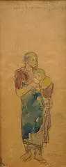 Gypsy woman and child by Béla Iványi-Grünwald, pencil, sold Jun 2025