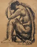 Seated Nude,1926 by Vilmos Aba-Novák, ink, sold Jun 2025