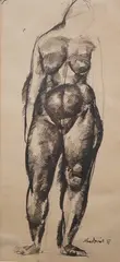 Standing Nude,1921 by Vilmos Aba-Novák, ink on paper, sold Jun 2025