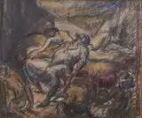 Deceased figures in a forest by Gyula Derkovits, watercolour and pencil, sold Jun 2025