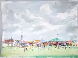 Country fair by Llewellyn Petley-Jones, watercolour on paper, sold Jun 2025
