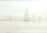 Towing out passing Purfleet, 1921 by William Minshall Birchall, watercolour, offered Jun 2025