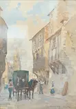 Street scene with horse and cart by Thomas Hamilton Crawford, 1894, watercolour, offered Jun 2025