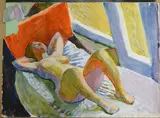 Study of a reclining nude woman by Zdzislaw Ruszkowski, watercolour on card, sold Jun 2025