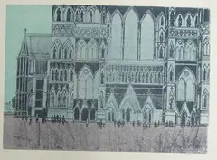 Salisbury Cathedral by Robert Tavener, lithograph, sold Jun 2025