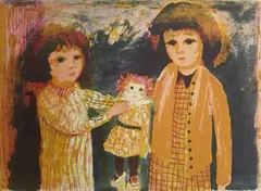 Two Girls by Alistair Grant, lithograph, offered Jun 2025