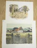 Sussex barn and cliffs’ and ‘Winter Paddock by Robert Tavener, pencil, sold Jun 2025