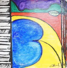 Abstract composition by Ernst Gottschalk, mixed media, offered Jun 2025
