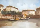 Venetian canal scene by Guido Borelli, oil on canvas, offered Jun 2025
