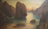 Kynance Cove by Garstin Cox, oil on canvas, sold Jun 2025