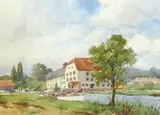 Riverscape by C.V. Parker, watercolour, offered Jun 2025