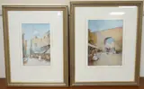 Street scenes by Dudley Hardy, watercolour and mixed, sold Jun 2025