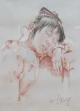 Sanguine chalk by Franco Matania, drawing, offered Jun 2025