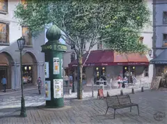 Welcome Break, Paris II by Clive Madgwick, oil on canvas, sold May 2025