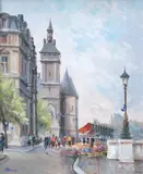 On the bank of the River Seine, Paris by Julian Brosius, oil on canvas, sold May 2025