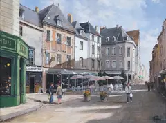 The conversation, France by Clive Madgwick, oil on canvas, sold May 2025