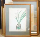Flowers, together with two other similar examples, largest 45 x 32cm by T. Robins, watercolor, sold May 2025