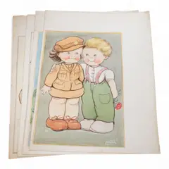 A set of four original watercolours for children's postcard designs by Phyllis Purser, watercolor, offered May 2025