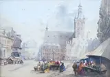 The market square in Trier, Germany by Thomas Walter Cane, watercolour, offered May 2025