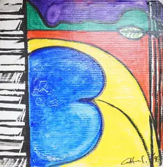 Abstract composition by Ernst Gottschalk, mixed media, offered May 2025