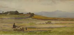 Figures haymaking by Charles Reginald Aston, watercolour, offered May 2025