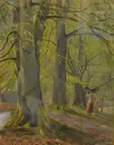 Beech trees in spring by Nevil Lupton, 1858, watercolour, offered May 2025