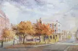 London street scene by Jocelyn Galsworthy, pastel, sold May 2025