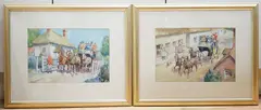 Coaching scenes by Savile Lumley, watercolor, sold May 2025