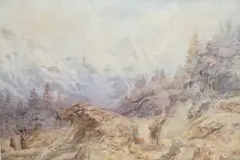 North Face of Mount Eiger and the Monch by Edward Pritchett, watercolour, sold May 2025