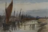 Norfolk fishing fleet by John Chambers, watercolour, offered May 2025