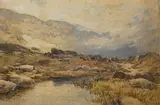 Scottish landscape with highland cattle by John Syer, watercolour, offered May 2025