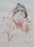 Sanguine chalk by Franco Matania, drawing, offered May 2025