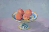 Still life of apricots by Trekkie Parsons, oil on board, sold Apr 2025