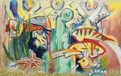 Aquarium by Eugene Press, oil on canvas, sold Apr 2025