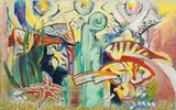 Aquarium by Eugene Press, oil on canvas, sold Apr 2025