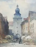 Market Morning at Coburg by William Callow, 1864, watercolour, sold Apr 2025