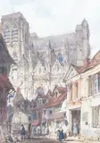 St Vulfran Cathedral by Joseph Nash, 1836, watercolour, sold Apr 2025